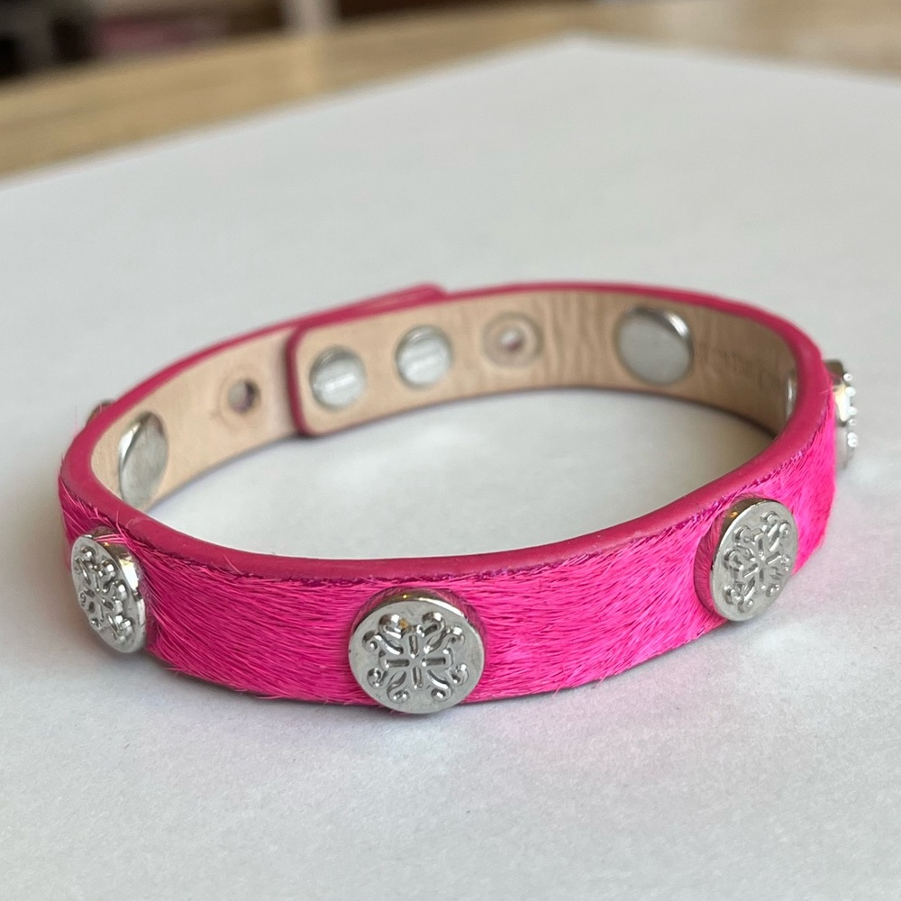 Rustic Cuff Pink Bracelet with Silver Accents